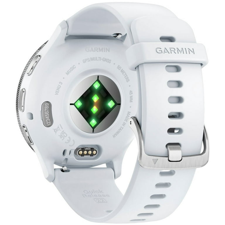 Garmin 010-02784-00 Venu 3 Health Fitness GPS Smartwatch Silver Steel Bezel  w/ Whitestone Case (45mm) Bundle with 2 YR CPS Enhanced Protection Pack 
