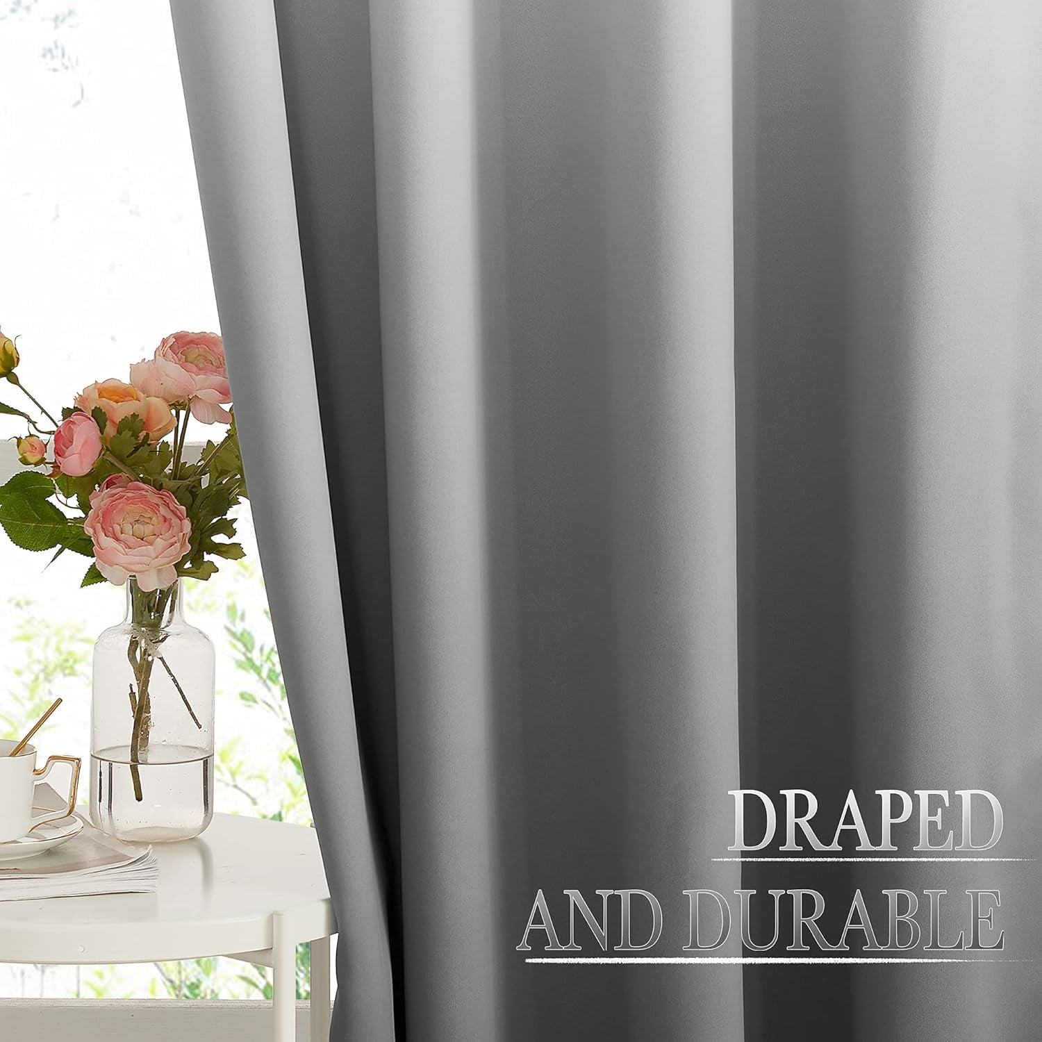 NICETOWN Blackout Curtains for Living Modern Room Grommet Decorative Gradient Window Treatment for Bedroom, White to Gray, W52 x L95, 2 Panels
