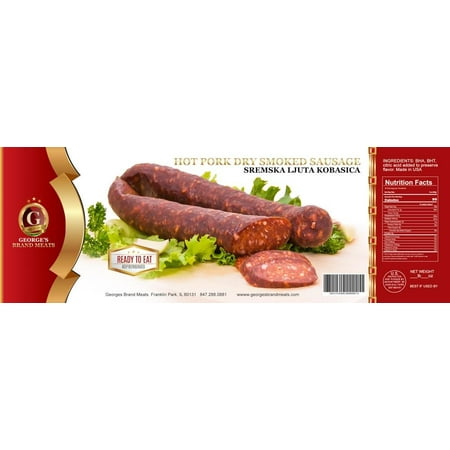 Hot Pork Sausage, LJUTA Sremska Kobasica (Georges) approx. 0.9 (Best Vegetarian Hot Dogs Brand)