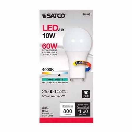 4.3 in. A19 GU24 60W Equivalence LED Bulb, Cool White
