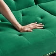 thumbnail image 4 of Convertible Futon Sofa Bed,Velvet Upholstered Nailhead Loveseat Sofa with Two Pillows,Modern Sleeper Couch Bed for Living Room,Bedroom,Green, 4 of 8