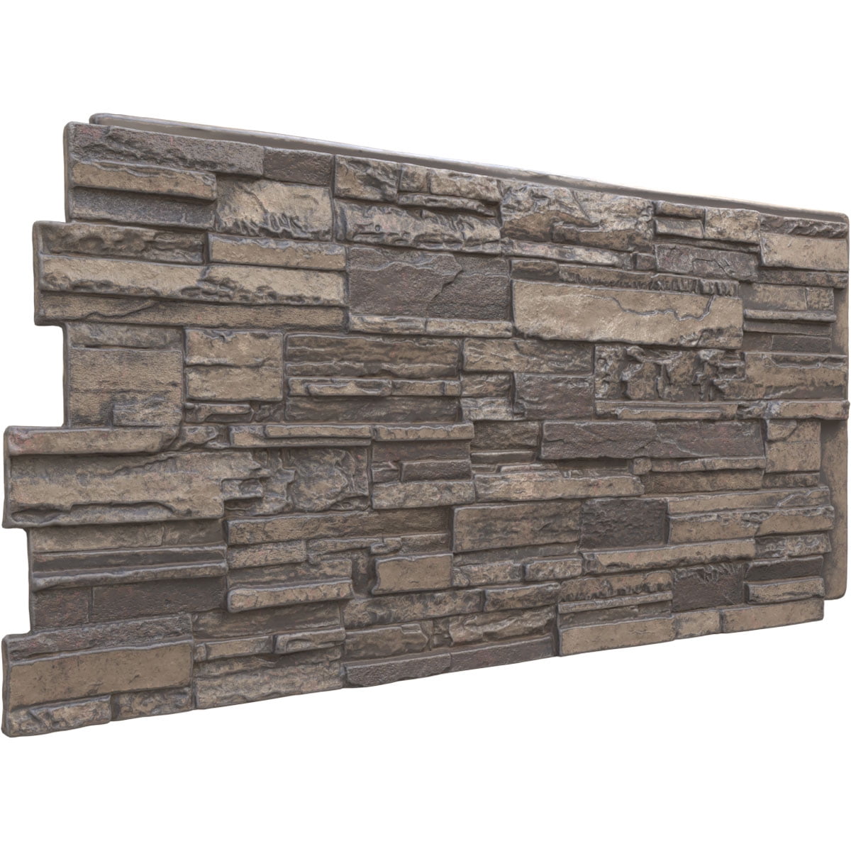 Ekena Millwork 48 5/8"W x 24 3/4"H x 1 1/4"D Cascade Stacked Stone, EverStone Faux Stone Siding Panel, Cascade River