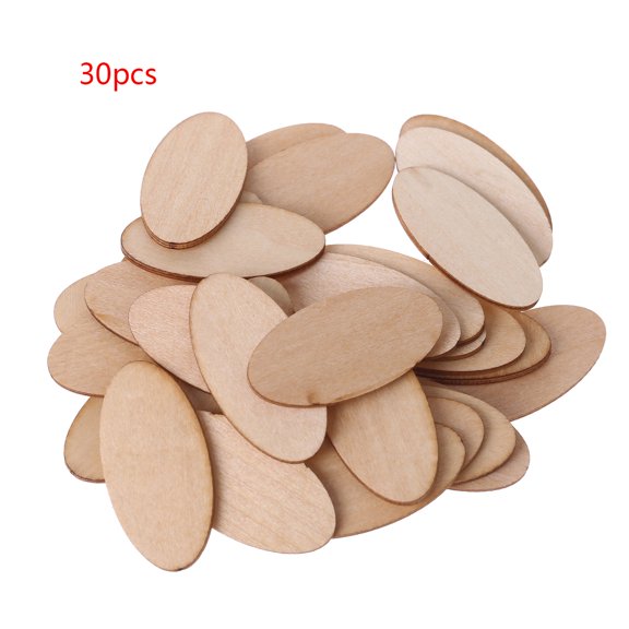 Yammee 10/20/30pcs Oval Wooden Slices Chips Unfinished Cutout Name Tags DIY Scrapbook