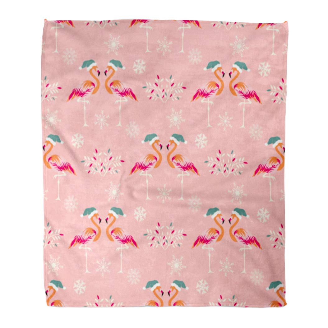 ASHLEIGH 50x60 inch Super Soft Throw Blanket Green Christmas Flamingos