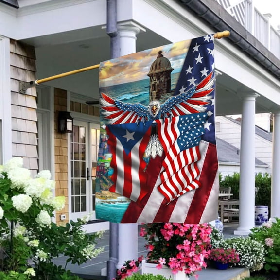 Garden Flag Puerto Rico On American, Island Heritage, 12x18 POLE NOT INCLUDED