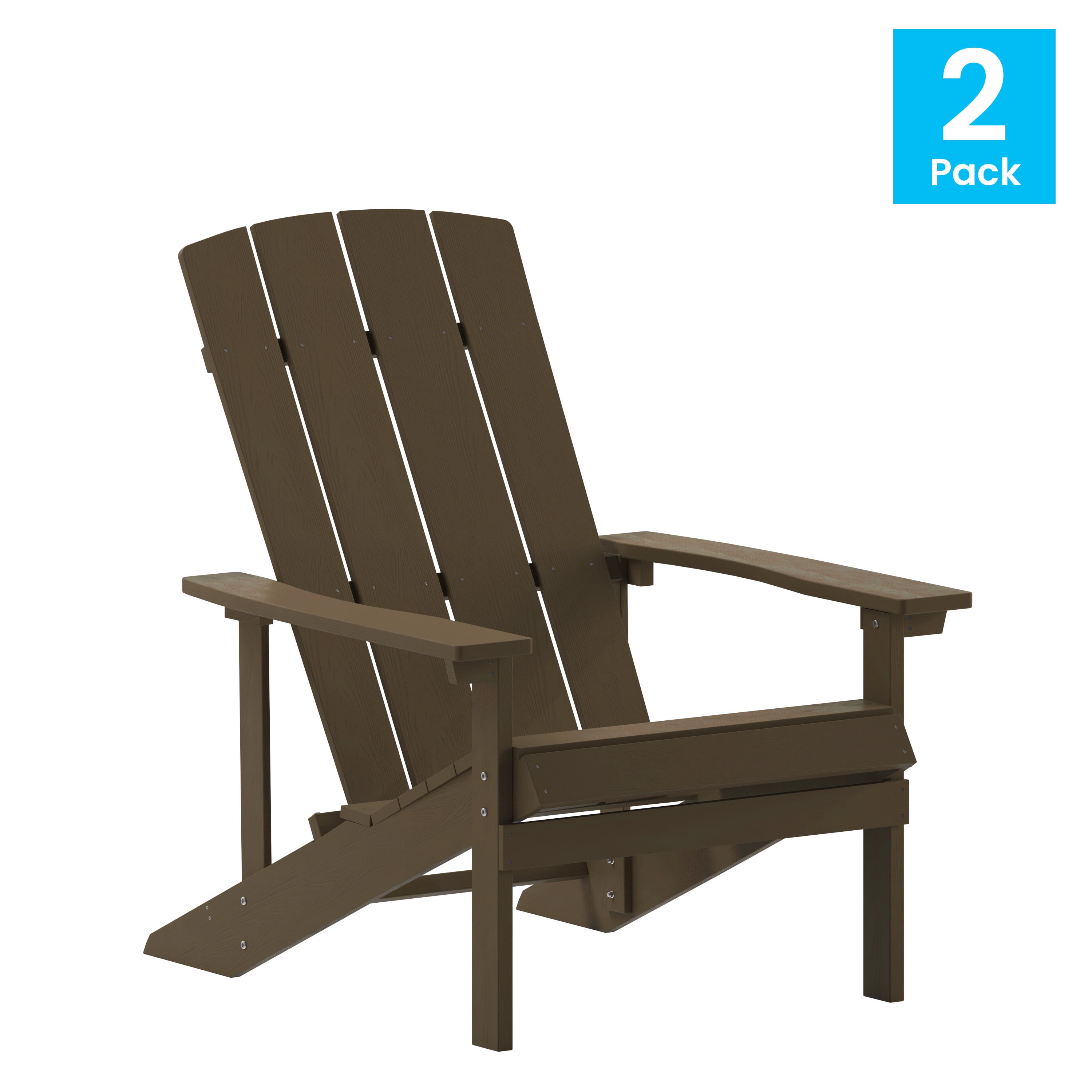 Flash Furniture Charlestown Poly Resin Adirondack Chair - Mahogany - All Weather - Indoor/Outdoor - Set of 2