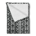 thumbnail image 2 of Retro Soft Flannel Fleece Throw Blanket, Boho Pattern in Dark and White Western Native Effects Folk Design, Cozy Plush for Indoor and Outdoor Use, 50" x 60", Grey Black, by Ambesonne, 2 of 5
