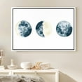 thumbnail image 2 of PixonSign Framed Canvas Print Wall Art Blue and Yellow Watercolor Moons Nature Clouds Illustrations Modern Art Chic Scenic Relax/Calm Blue Pastel for Living Room, Bedroom, Office - 24"x36" White, 2 of 5
