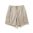 thumbnail image 4 of Miluxas Men's Golf Shorts Stretch Hiking Casual Lightweight Work Flat Front Dress Shorts Pockets Khaki L(L), 4 of 5