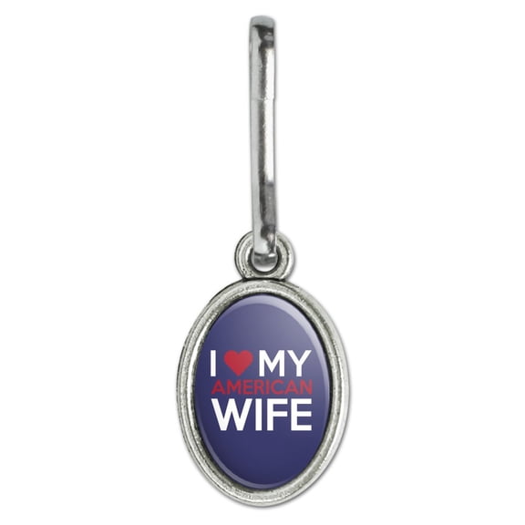 I Love My American Wife Antiqued Oval Charm Clothes Purse Suitcase Backpack Zipper Pull Aid