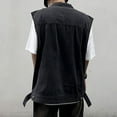 thumbnail image 5 of Men's Denim Vest Motorcycle Unlined Biker Sleeveless Button Down Jean Vest Jacket Fashion Casual Loose Punk Lapel Outerwear, 5 of 5