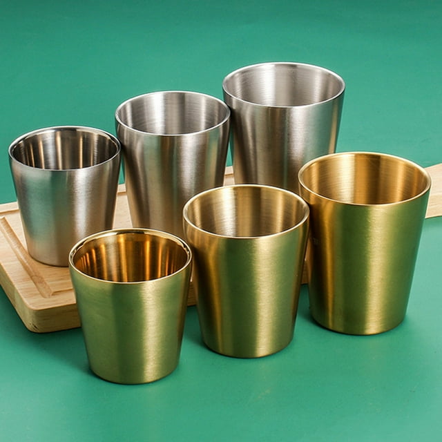 AURARMLET 1Pcs Shot Glass Small Metal Cup Golden 250ml 304 Stainless Steel Easy To Clean For Home Use