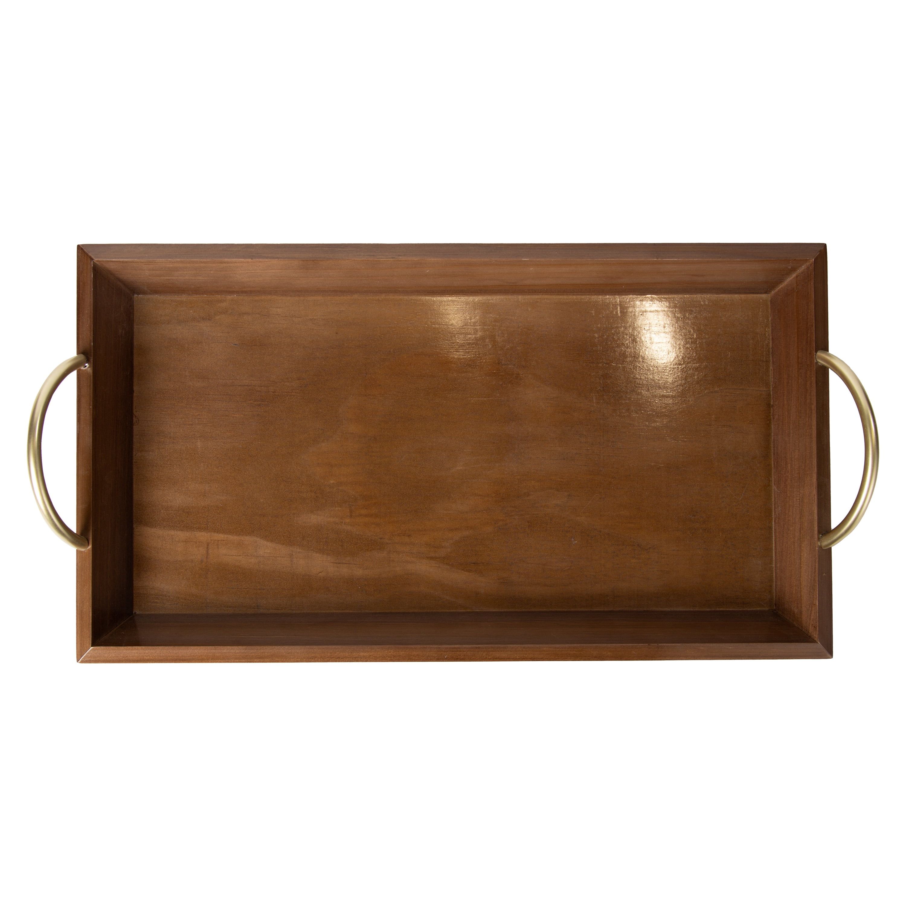 Mainstays Wood Decorative Tray with Gold Handles