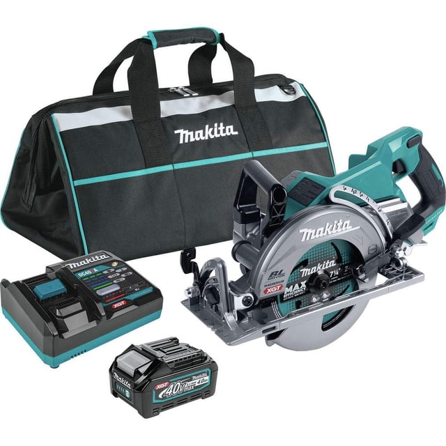 Sierra circular Makita XGT 40V Max con mango trasero 7 1/4" con kit