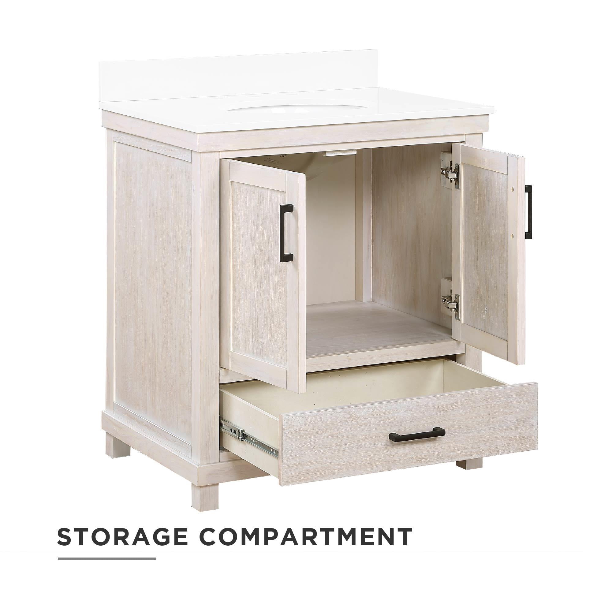 DHP Sunnybrooke 30 Inch Bathroom Vanity w/ Sink, Rustic White