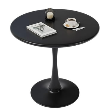 24 inch Small Round Dining Table for 2-4 People, Mid Century Modern Dining Table, Farmhouse Kitchen Wood Dining Table, Black