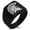 Black, variant on Stainless Steel Ares Greek God of War Geometric Pattern Biker Style Polished Ring