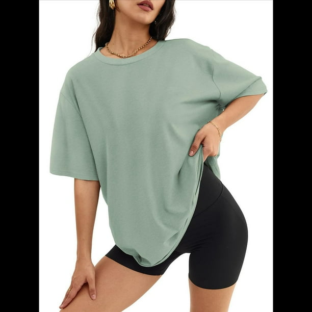 Camiseta Básica de Corta con Cuello en V, Color Verde Frijol, Talla M