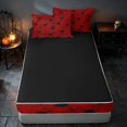 thumbnail image 4 of Homewish Spider Web Zipper Full Size Comforter Sets with Fitted Sheet and 2 Pillowcases, Happy Halloween Zipper Bedding Set, Bright Red, Black Reversible, 4 of 7