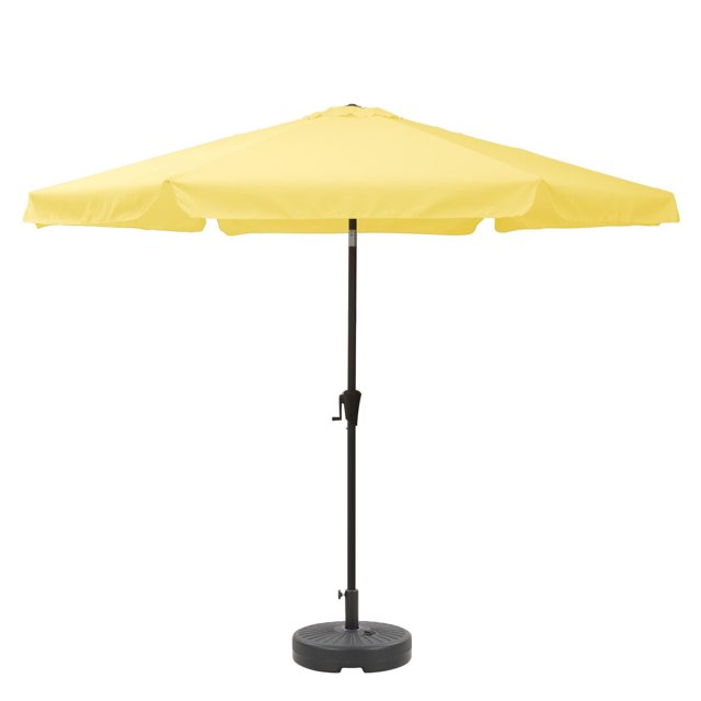 CorLiving 10ft Large Round, Market Outdoor Patio Umbrella with Side Flaps, Steel Frame and Round Fillable Base