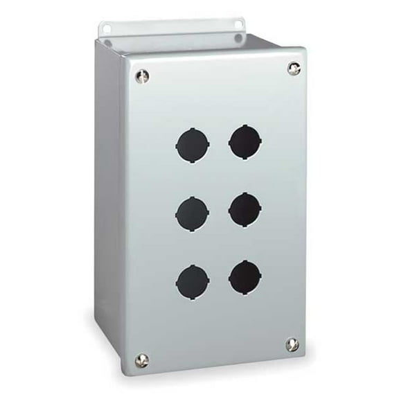 Wiegmann Pushbutton Enclosure,22mm,6 Holes,Steel PBGX6
