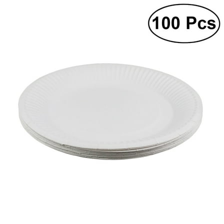 100 White Round Disposable Paper Dinner Plates Party Supplies
