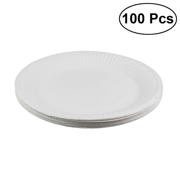 100 White Round Disposable Paper Dinner Plates Party Supplies