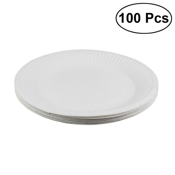 100 Pcs Classic White Round All Occasion Disposable Paper Dinner Plates Party Supplies White