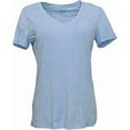 thumbnail image 3 of FELINA Ladies' Slub V Neck Short Sleeve Top, Hydrangea Blue Medium, 3 of 3