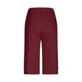 thumbnail image 4 of Seductiva Women's Legging Crop Trouser for Women Quarter Pants 2025 High Waisted Hollow Yoga Quarter Pants Comfortable Solid Color Buttoned Soft Casual Pajama Pants Leggings, 4 of 4