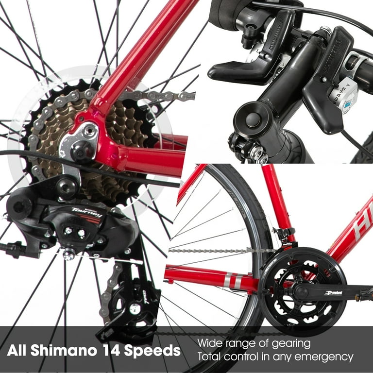 Hiland Aluminum Road Bike,Shimano 14 Speeds, 53/57cm Frame