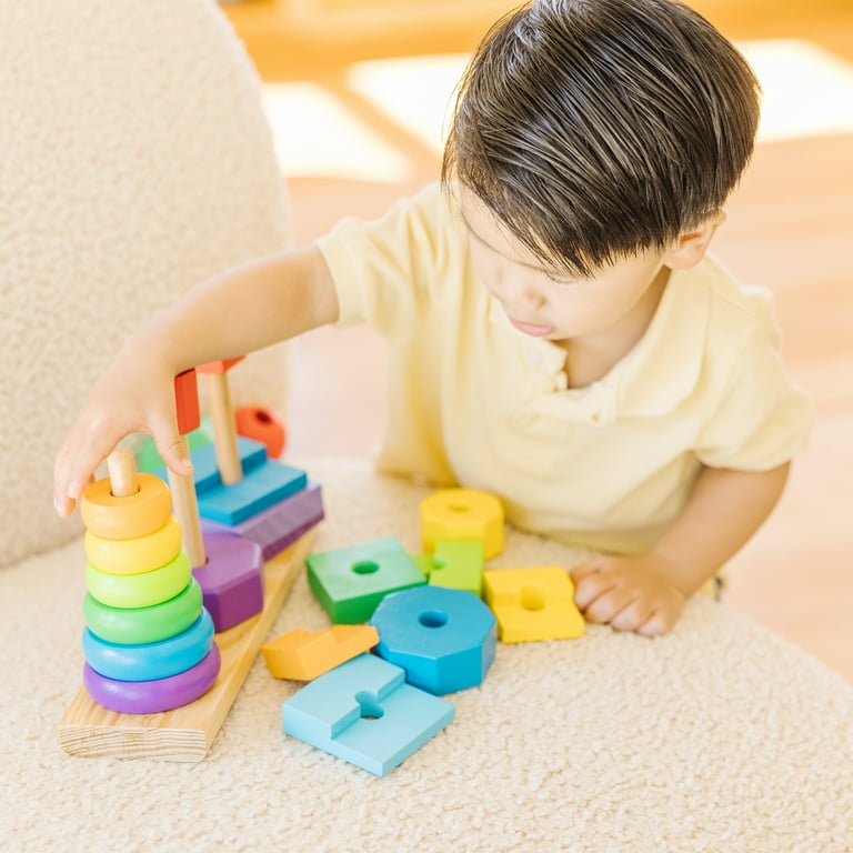Melissa Doug Geometric Stacker Wooden Educational Toy
