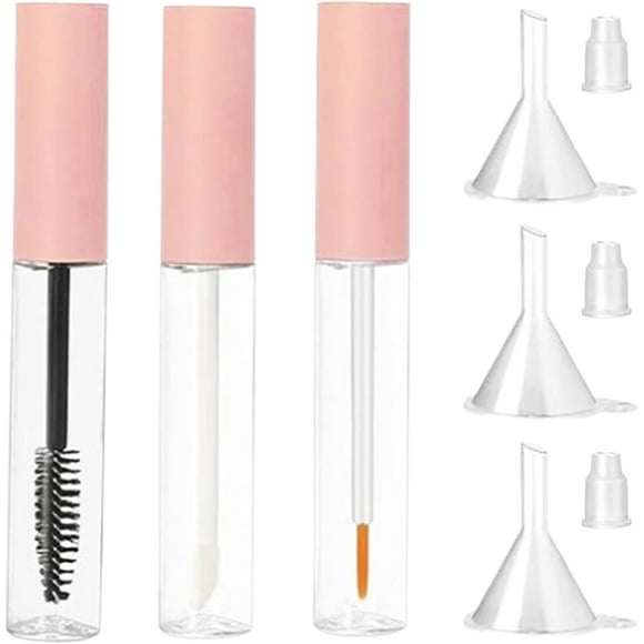 FYBTOF Empty Mascara Containers Refillable Tubes 10ml Tube Set Leak-Proof Travel Bottles for Lip Gloss False Eyelashes Glue DIY Dispensing with Funnel Washer 1 Set-4946