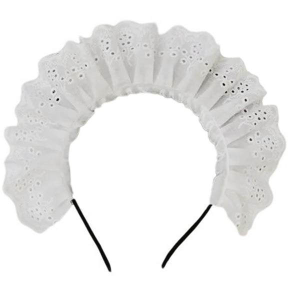 Yauxim Headband Cosplay Maid Hair Hoop Women Elegant Pleated Lace Makeup Headbands for Girl Stage Halloween Performances Headpieces