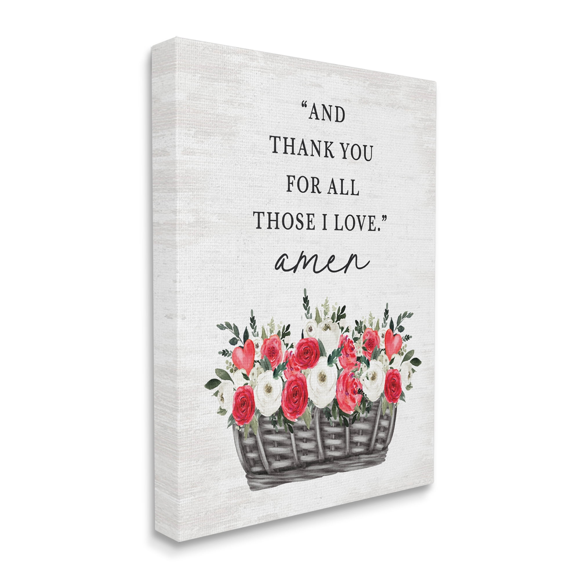 Stupell Industries Thank You Loving Rose Blooms Botanical & Floral Painting Gallery Wrapped Canvas Art Print Wall Art, 30 x 40