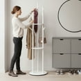 thumbnail image 4 of YUCHANG Freestanding Rotary Coat Rack with 3 Shelves and 9 Hooks for Coats, Scarves, Handbags, Coat Tree for Bedroom, Entryway, Livingroom (White), 4 of 11