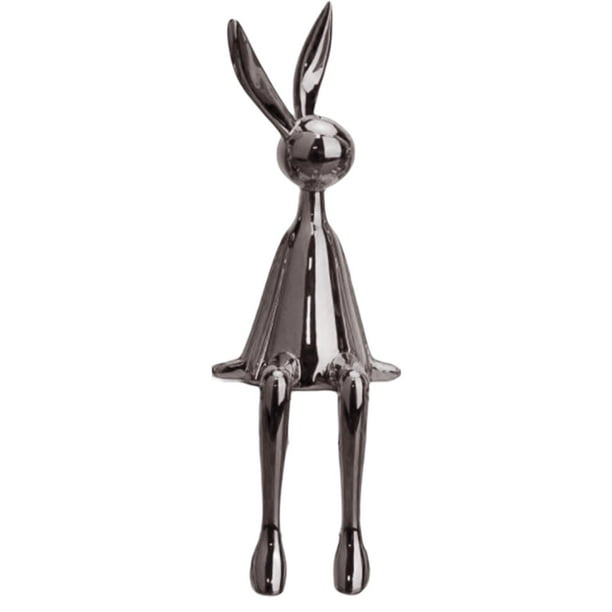 Estatua de conejo sentado coleccionable, figura de conejo, escultura decorativa para el hogar gris oscuro S