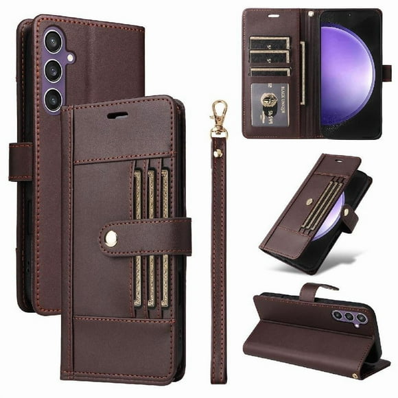 FOXDOCK Funda tipo Cartera para Samsung Galaxy S25 FE – Cubierta de Cuero PU con Múltiples Ranuras, Bolsillo para Efectivo y Correa de Muñeca