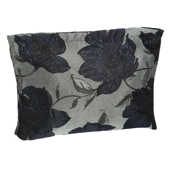 Unique Bargains Flower Pattern Cosmetic Bag Zipper Floral Makeup Bag Women's Canvas Makeup Bag Deep Blue