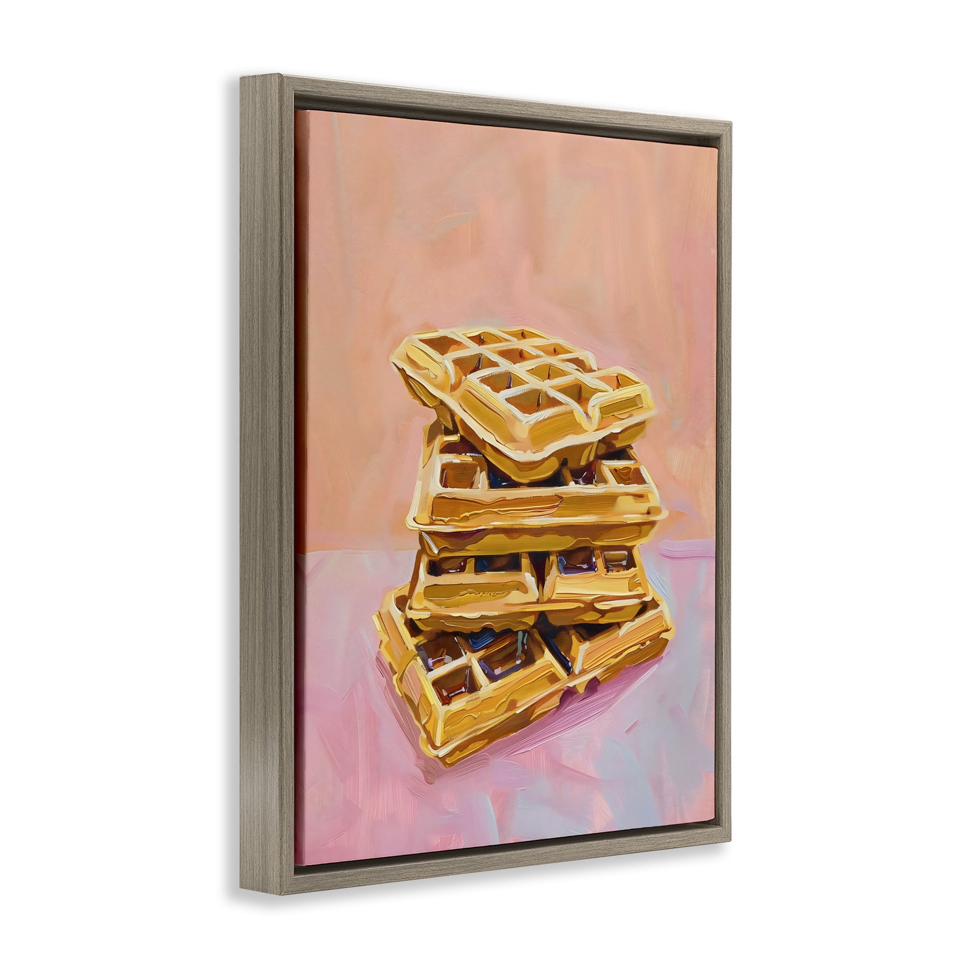 Stupell Industries Stack of Fluffy Waffles Brown Framed Floater Canvas Wall Art, design by The Prints Vibe
