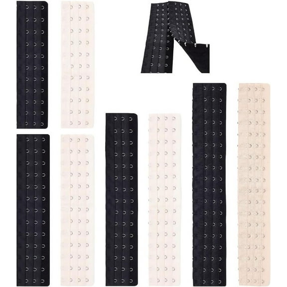 8pcs 8 style Polyester Women's 3 Rows x 11/13/15/18 Hooks Longline Corset Bra Extender for Bustiers Shapewear Waist Cincher with Stainless Steel Rings