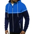 thumbnail image 3 of Niuer Mens Casual Zip Up Hoodie Jackets Color Block Long Sleeve Drawstring Outerwear Coat with Pocket, 3 of 4