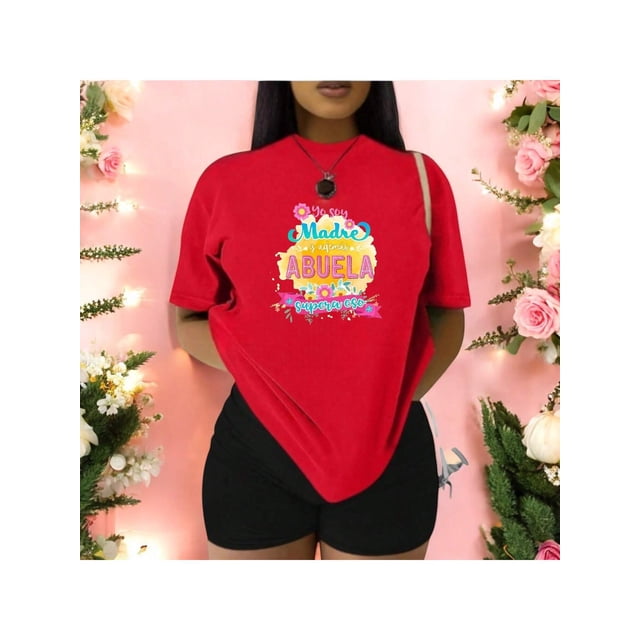 Playera Blusa Mujer Yo Soy Madre y Además Abuela, Supera Eso Ropa Casual Divertida para Abuelas con Estilo Color Rojo Talla Extra Grande Marca Emil SaEs