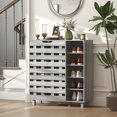 thumbnail image 4 of HOMCOM Shoe Storage Cabinet with 5-Tier Cupboard and 5 Open Shelves, Grey, 4 of 10