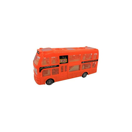 toyze bump and go action, double decker bus toy, with lights and