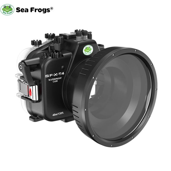 Seafrogs [40M/130FT] Underwater Camera Housing Waterproof Diving Scuba Case for Fujifilm X-T4 Fuji xt4 w/Short Flat Port w/Vacuum System Port Built-in Leak Detection Sensor