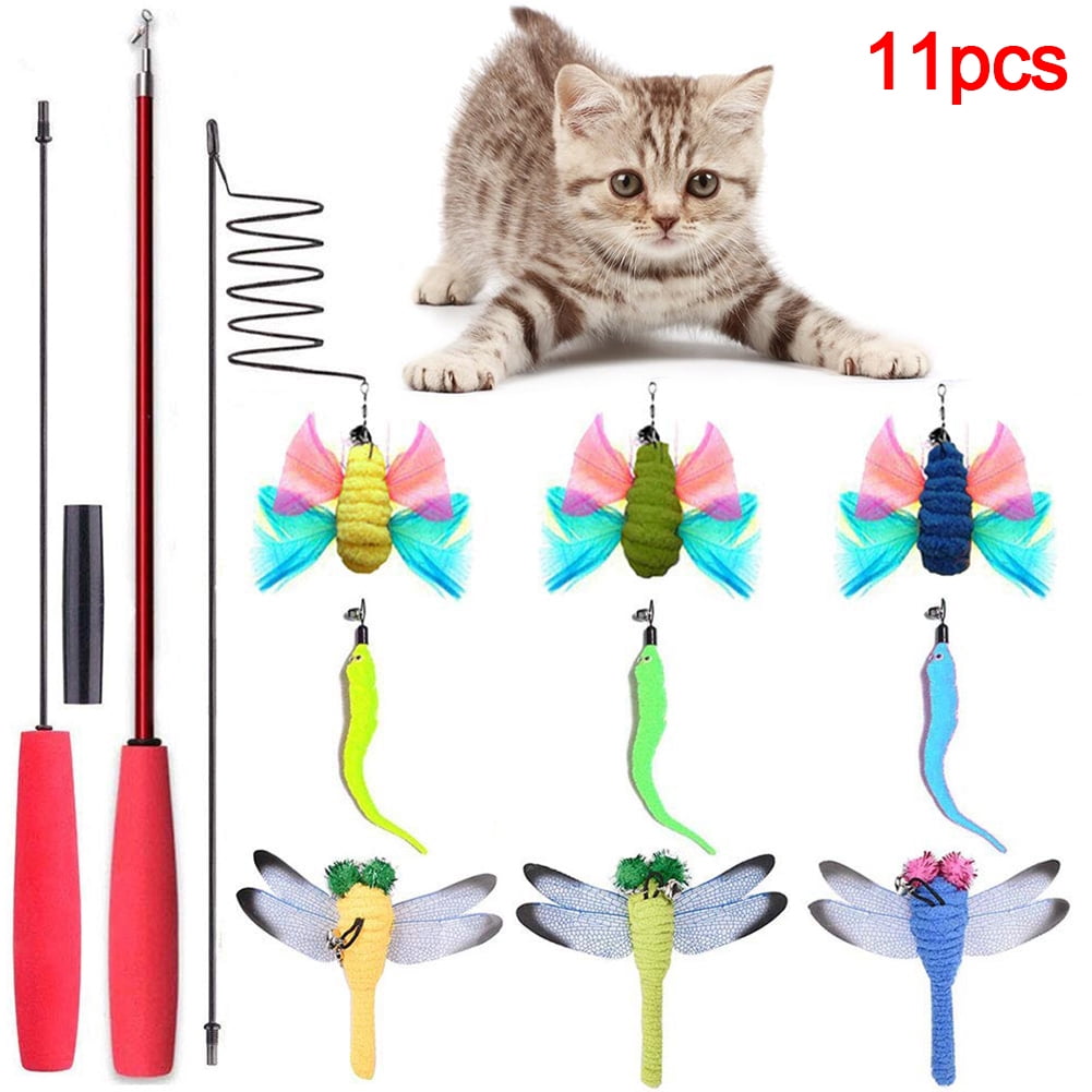 5 Pcs Replacement Refill Feather for Pet Cat Teaser Stick Pole Toy Random Color 5# 