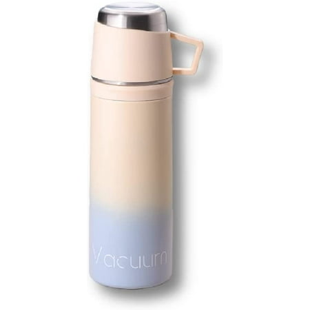 

Pikadingnis 14/17oz Thermal Flask Cute Vacuum Insulated Water Bottles with Cup Lid Stainless Steel Gradient Color Thermos (Blue 14 oz)