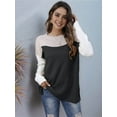 thumbnail image 2 of Women'S Oversized Colorblock Sweater - Crew Neck Rib-Knit Drop Shoulder Long Sleeve Pullover Top, 2 of 7