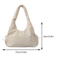 thumbnail image 2 of Bolso Hobo elegante para mujer, bolso informal acolchado de Color sólido para niñas, bolso de viaje (blanco), 2 of 5